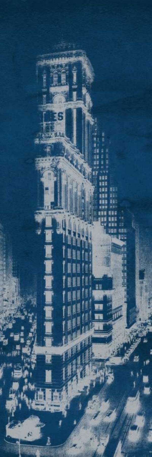 Times Square Postcard Blueprint Panel