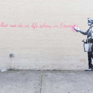 68th Str-38th Avenue Queens NYC-graffiti attributed to Banksy