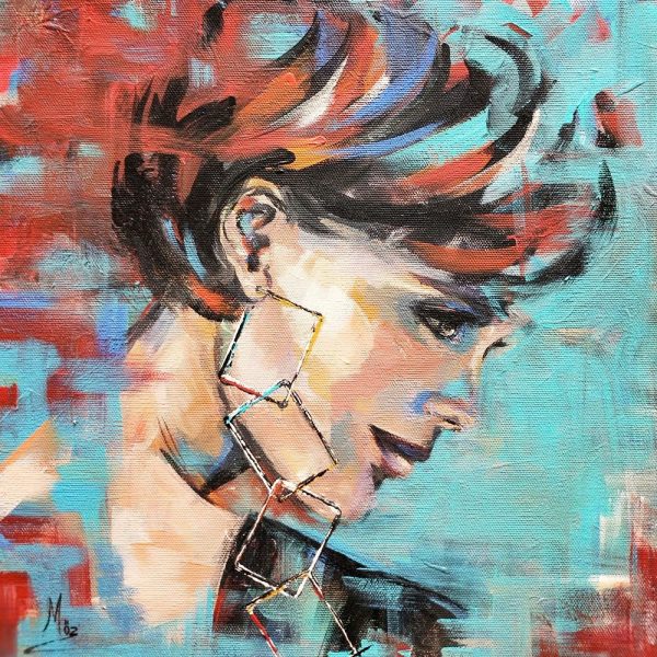 Girl with square Earrings